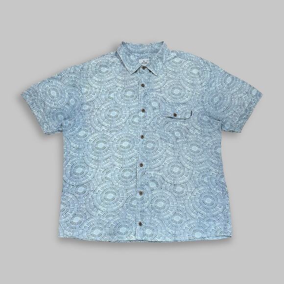 Rip Curl Light Blue Geometric Pattern Short Sleeve Button-Up Shirt Size L - Picture 1 of 4